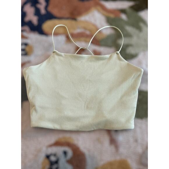 Nike Yoga Luxe Infinalon Ribbed Crop Tank Top Active Celadon/Olive Womens Sze XS - Picture 2 of 8